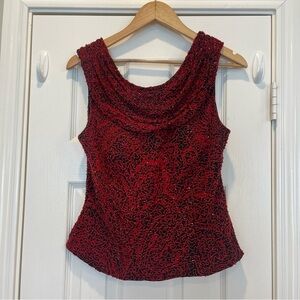 Vtg Andretti Donatello Fully Beaded Silk Blouse Women’s L Black Red Whimsigoth